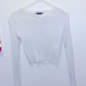Brandy Melville long sleeve rib knit white top